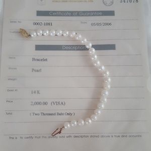 14k Gold 6mm Saltwater Akoya Pearl 7" Bracelet